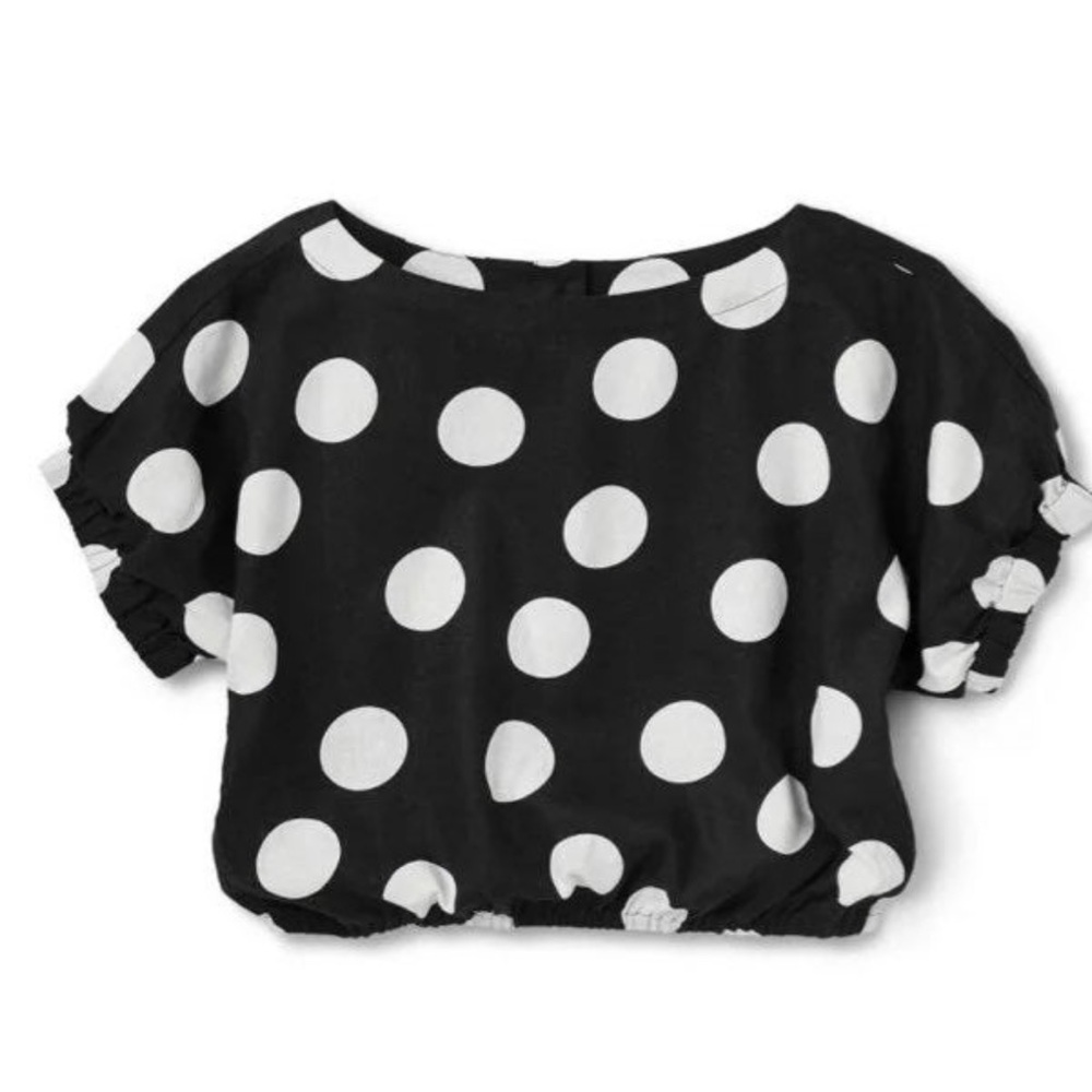 Last🤩Tabitha brown Polka dot short sleeve button back top